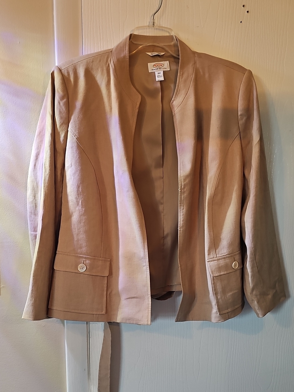 Talbots Open-Front Tailored Blazer in Tan